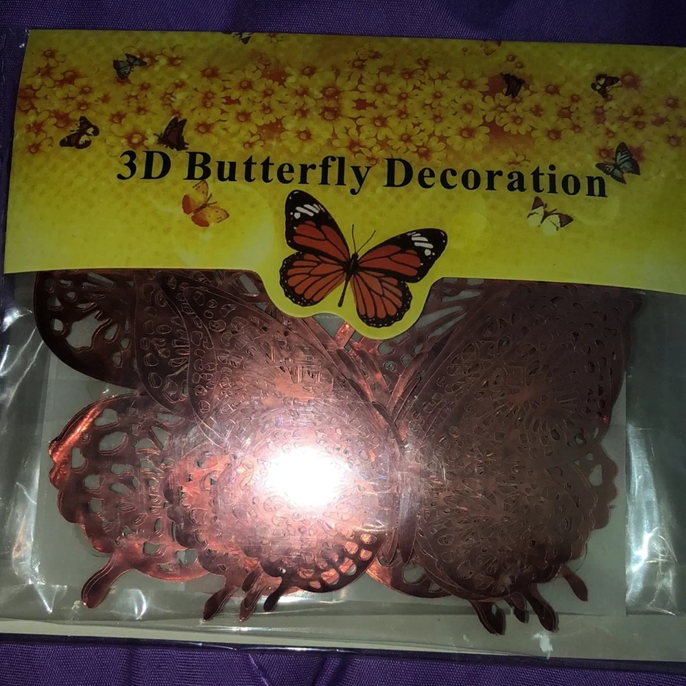 3D Butterfly Decoration Rose‎ Gold Pack New